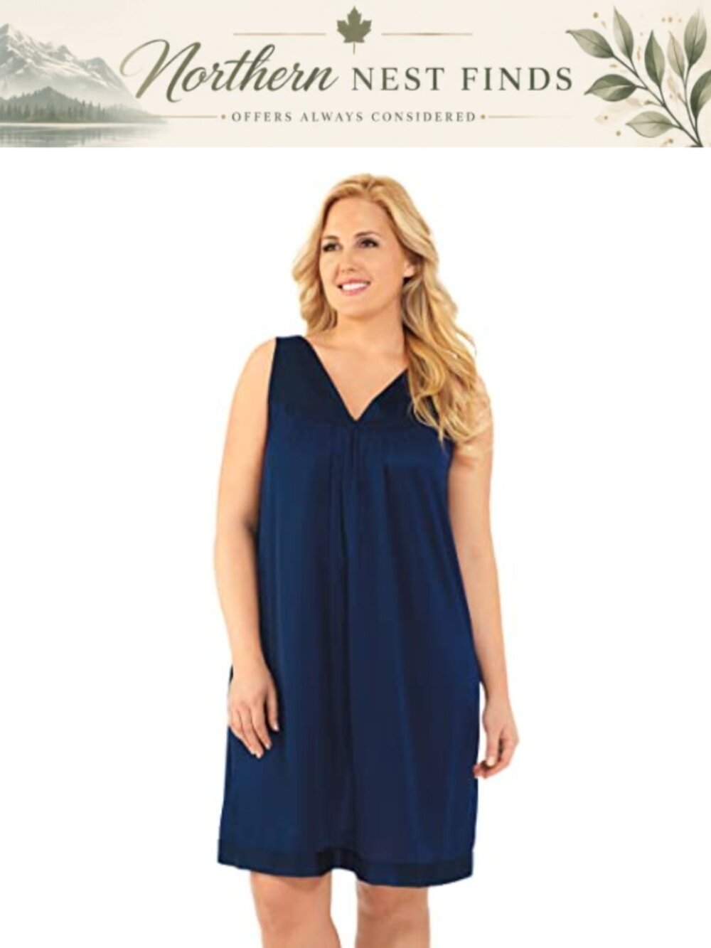 Plus Size Sleeveless Nightgown Knee Length Nylon Tricot Sleep Dress
